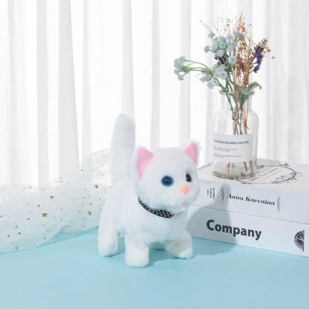 Interactive Cute Electronic Pet Creative Cartoon Plush Stuffed Walking Cat Plush Doll Soft Voice Meow Cat Toy Couple