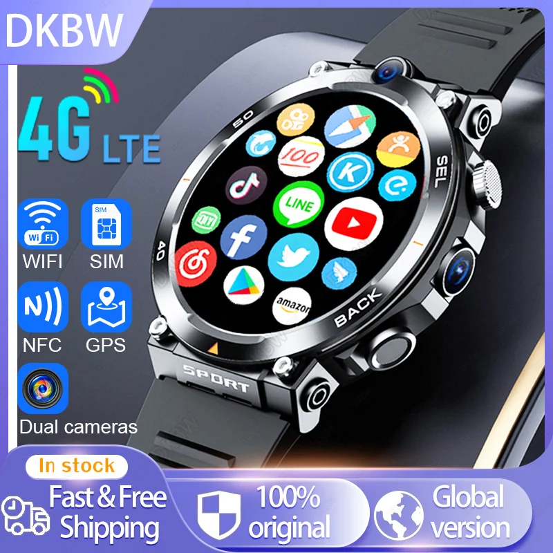 Smart Watch 2024 4G Android Smartwatch with GPS That Combines Video Voice Messaging Dual Cameras Support 4G Net WiFi Networking