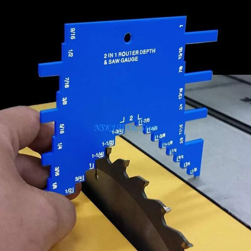 

L8RC Lightweight Depth Gauge Aluminum 2 in 1 Step Depth Gauge for Router & Table Woodworking Projects Clear Scale Blue