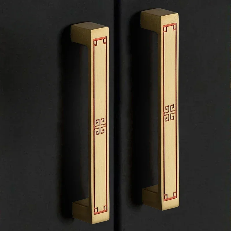 Maniglia in rame puro retrò Nuovo armadio in stile cinese Maniglia per cassetto dell'armadio Maniglia in ottone antico di lusso leggero