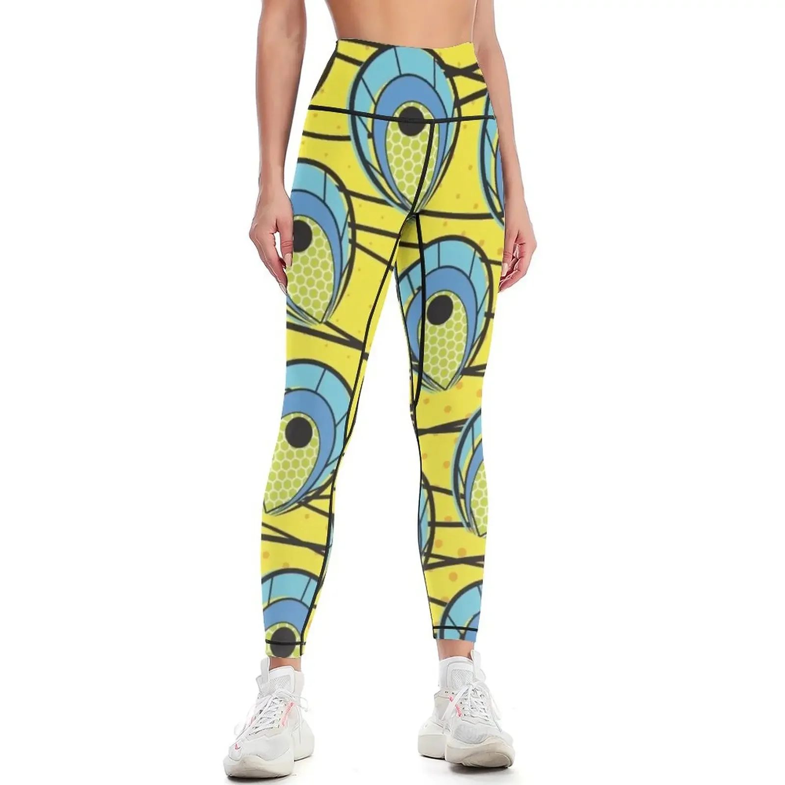 

Peacock Ankara Faux African Wax Print Leggings for girls Legging sexy woman sports tennis for sporty woman gym Womens Leggings