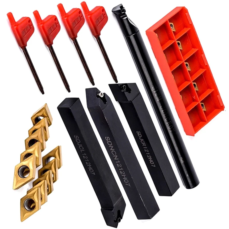 

Hot Sale-4X 12Mm Lathe Turning Tool Holder Boring Bar DCMT 10Pcs 0702 Carbide Insert Handle Andwrench Forlathe Turning Tool