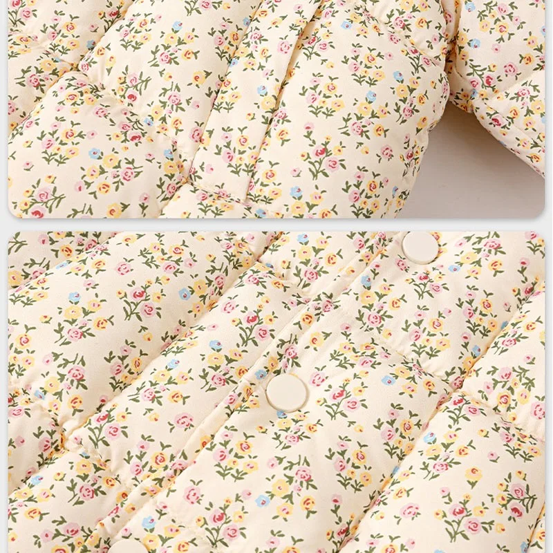 Girls Cotton-padded Coats 2025 Winter Floral Jacket for Kids Thicken Warm Children Parkas Toddler Ouaterwear Baby Down Outfits view 5