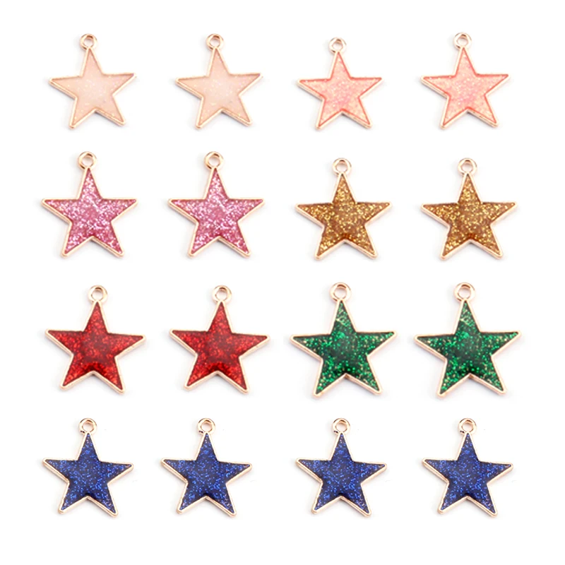 

10pcs/lot Colorful Glitter Star Enamel Charms Metal Pendant Charms for Necklace Bracelet Jewelry Making Supplies Diy Accessories