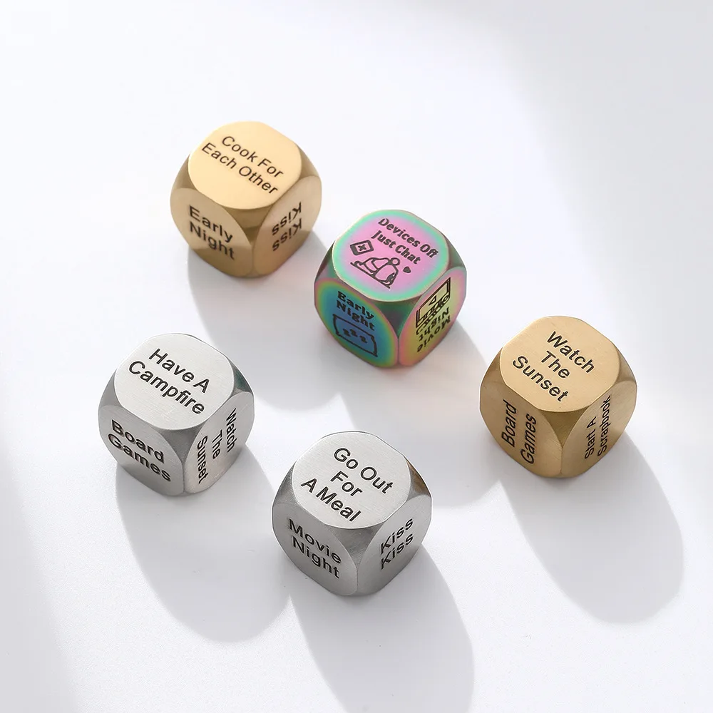 New Decision-making Dice Toy Props Movie Night Trouble Choosing Valentine's Day Dating Stainless Steel Couple Interactive Dice