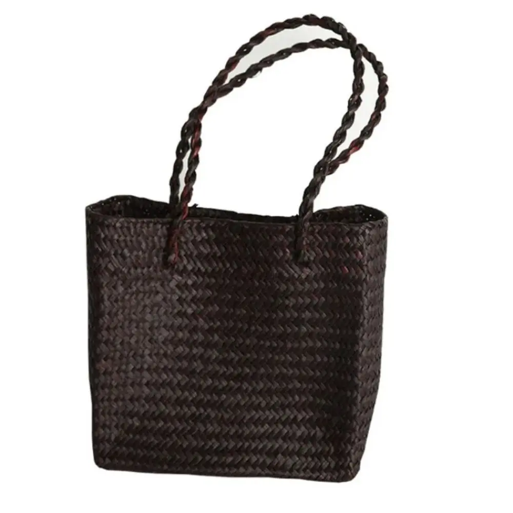 Basket Straw Tote Bags for Women Rattan Handmade Beach Hand Bags Ladies Bamboo Woven Holiday Shoulder Bag