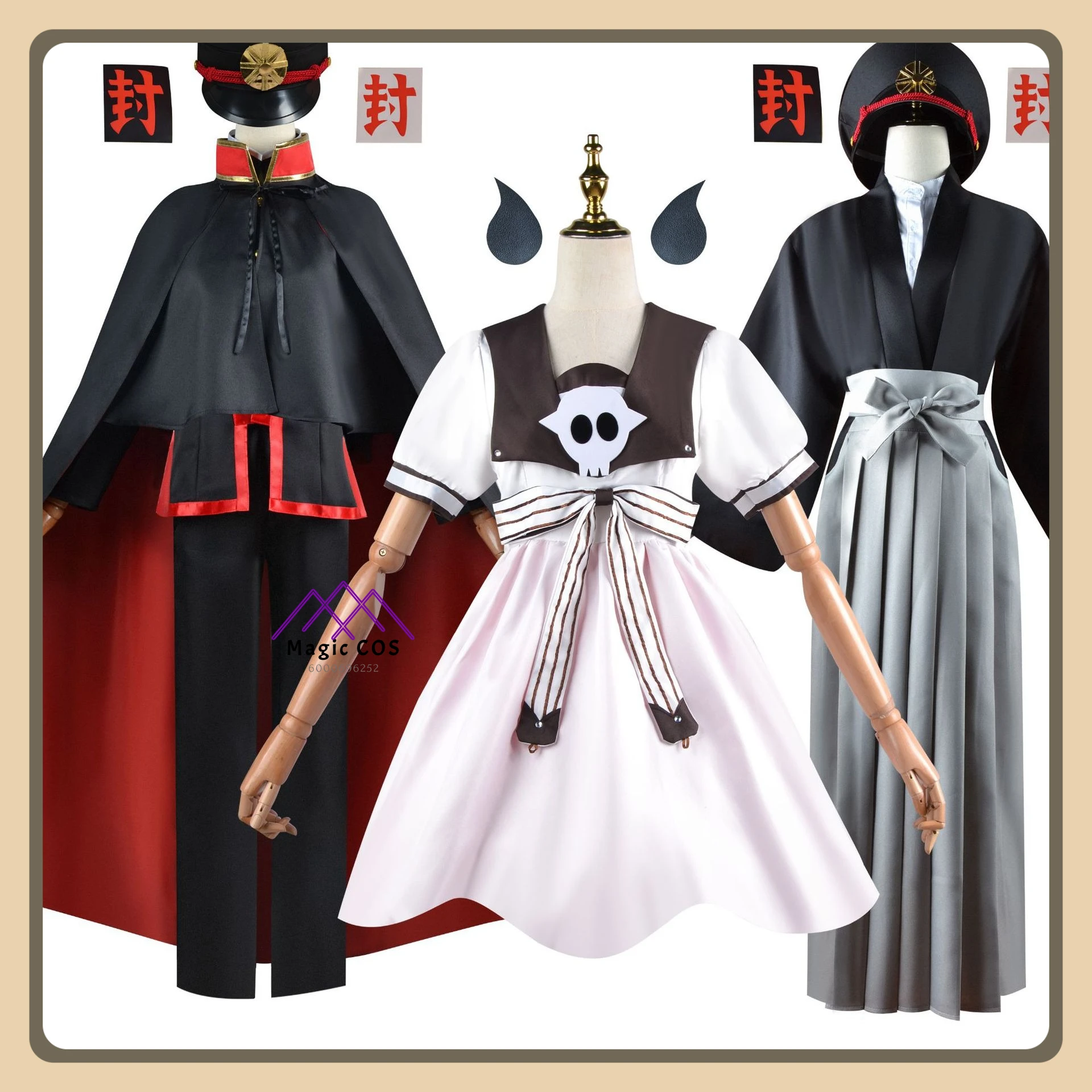 

Hot Anime Toilet-Bound Hanako-kun Yugi Tsukasa Cosplay Full Set Dark School Uniform + Wig Red Bow High Quality Full Set (Male)