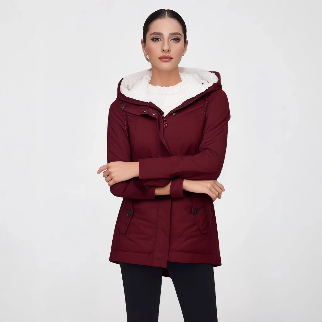 

Parkas Feminina Inverno Womens Fall Fashion Medium-Long Waterproof Lady'S Street Hip-Hop Athleisure Drawcord Thickened Warm Girl