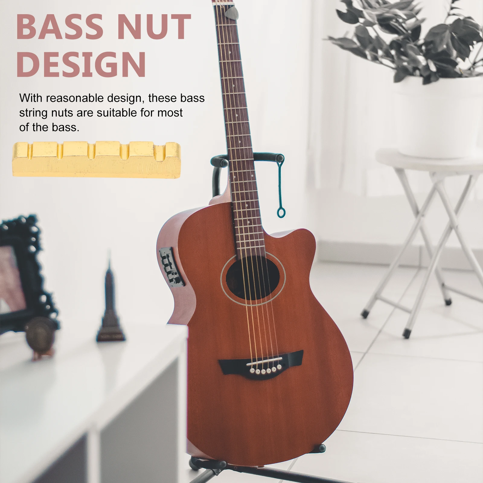 

Bass String Nuts Replacement Bridge Saddles Sturdy Brass Accessories for Electric Bass Classical Adjustment Parts