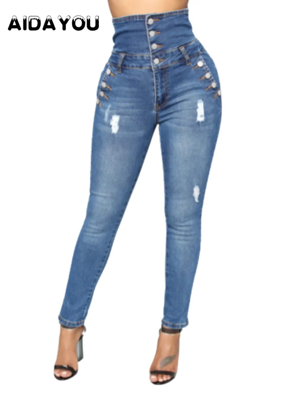 Button Fly Jeans for Women  High Waisted Distressed Ripped Jeans Butt Lifting Stretch Denim Pant Push Up Curvy Ass Columbia