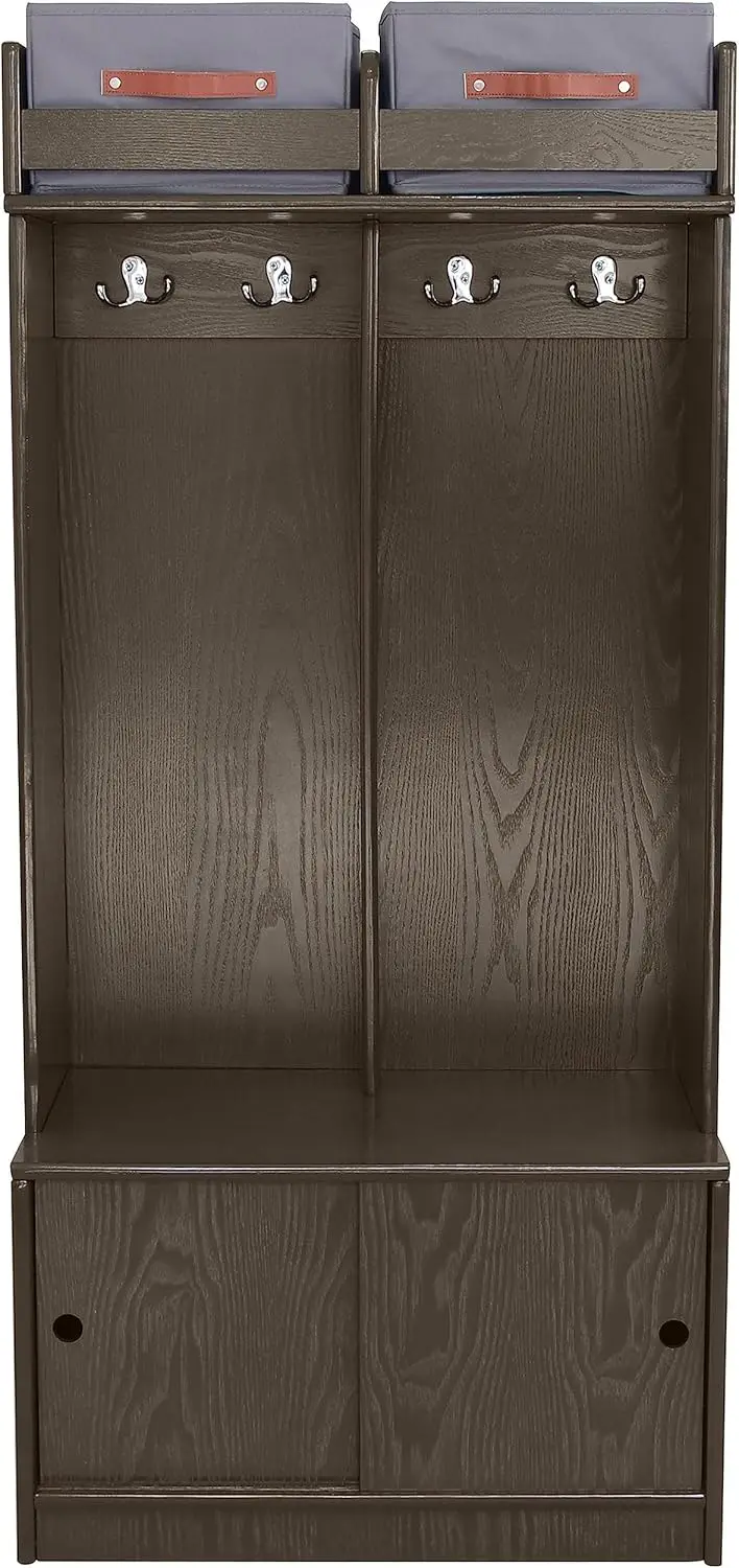 

Learn 'N Store Deluxe Cubby with Storage Bins - Children's Classic Design Furniture - 2 Section Coat Locker with 8 Hanging Hooks