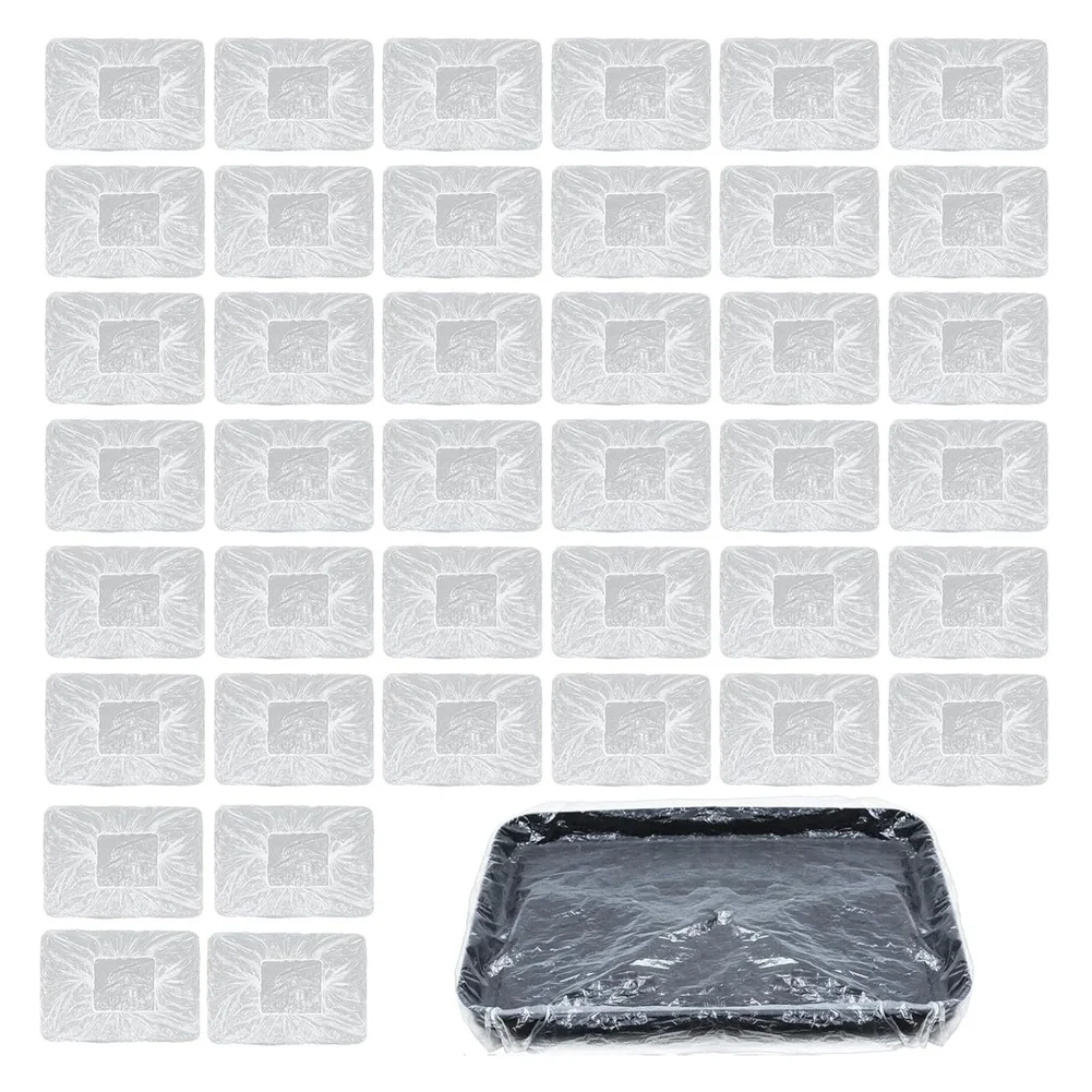 

40 Piece Pack Transparent Disposable Plastic Paint Tray Liners PE Film Covers Compatible with Paint Trays up to 90x60cm
