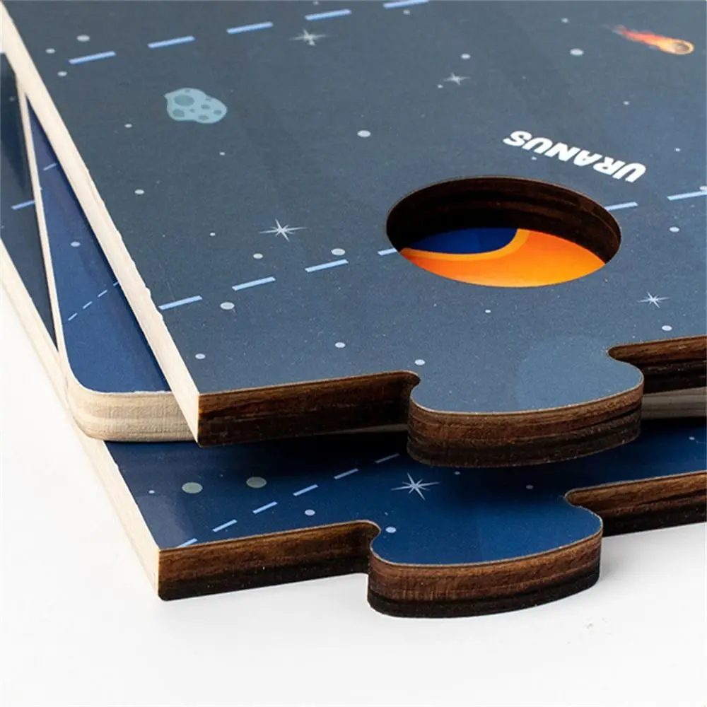 3d de madeira sistema solar quebra-cabeça brinquedo universo cognição oito planetas planetas placa correspondente espaço exterior bordas suaves