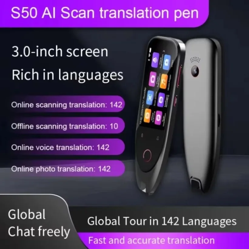 Scan Translation Pen with HD Recording Dual Mic Noise Reduction 142 Languages OCR Offline Photo Translator for Student Meeting