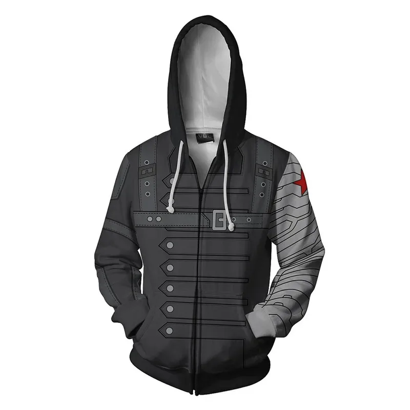 NewFans Wear Sweatshirts 3D Printed Hoodies Winter Soldier  Zip Up Sweatshirt for Movie Fans2025