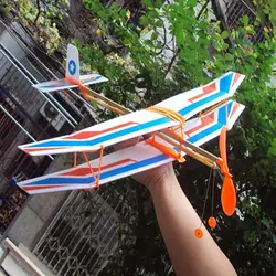 1Pc Random Color Elastic Rubber Airplane Hand Throwing Assembly Plane Model Foam Aircraft Powered Flying Glider Educational Toy