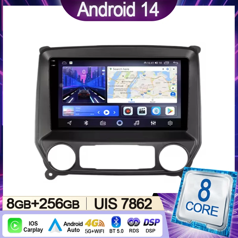 

Car Radio For Chevrolet Silverado GMC Sierra 2014-2018 Multimedia Video Player Navigation Stereo GPS Android14 wireless Carplay
