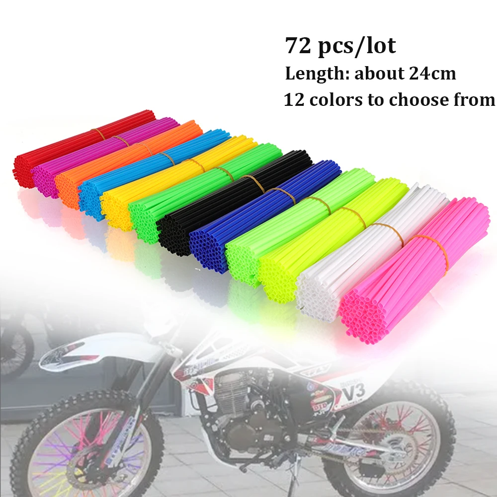

72Pcs Universal Spoke Steel Wire Sleeve 24cm Wheel Spoke Cover for Motocross Bicycle Dirt Pit Bike Motorcycle Accessories