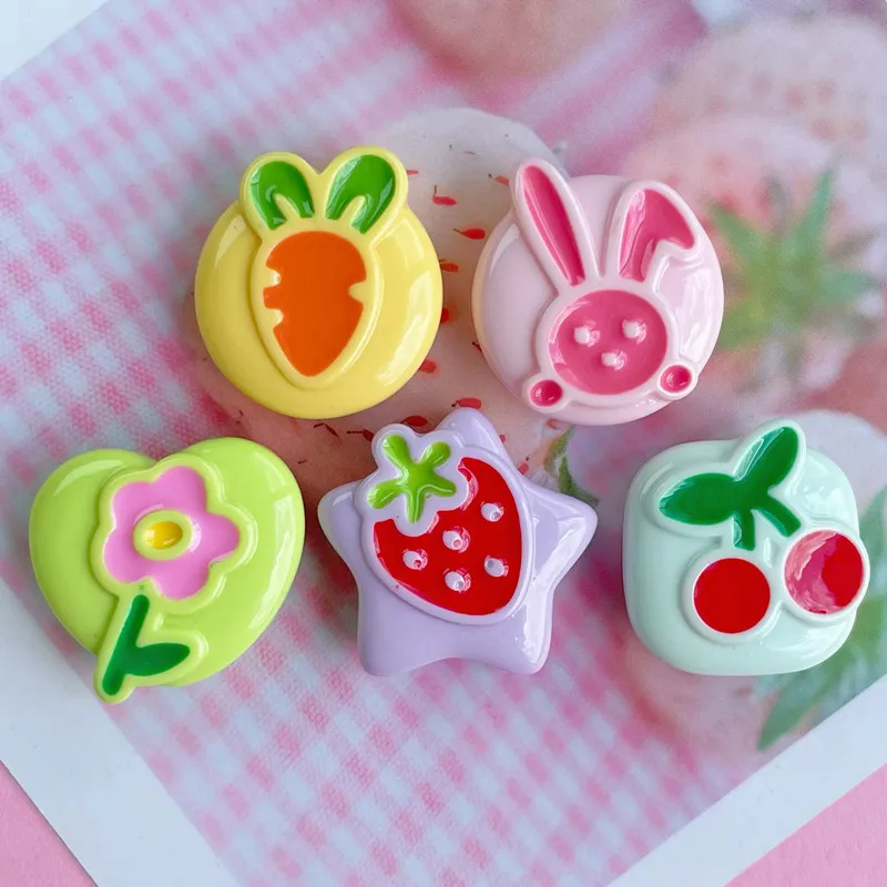 10Pcs Bright Surface Fruit Resin DIY Shoes Hat Icebox Barrette Mobile Phone Case Scrapbook Cream Glue Flat Back Resin