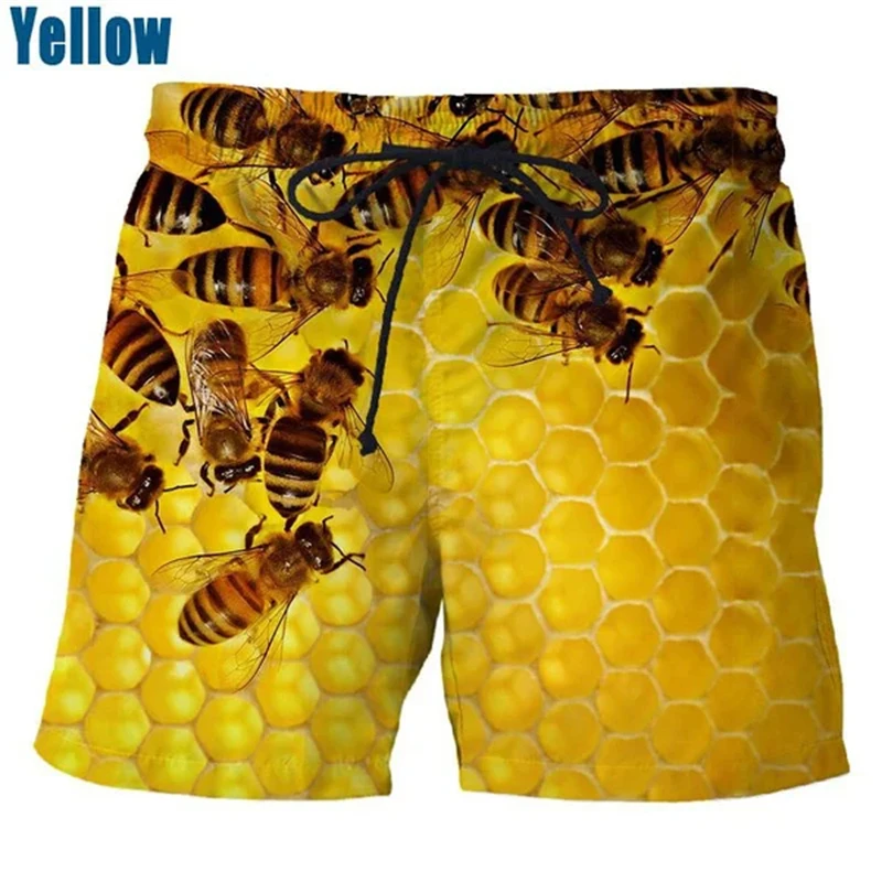 I più nuovi pantaloni da spiaggia con stampa 3D ape moda novità Animal Honey Bee pantaloncini Casual maschili Streetwear pantaloni corti traspiranti vestiti