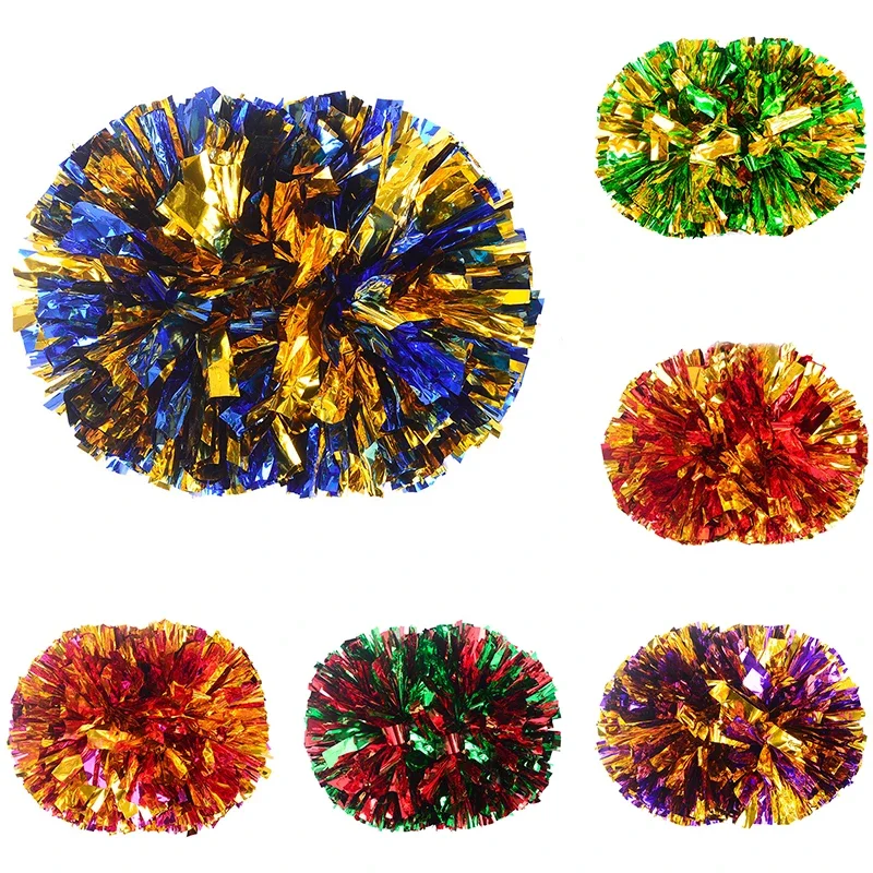 Goldene Cheerleading-Pompons mit Griff, Cheer-Bälle, großes Silber, Rot, Gelb, Blau, Handtanz-Pompons, Zubehör für Frauen, Mädchen, Kinder