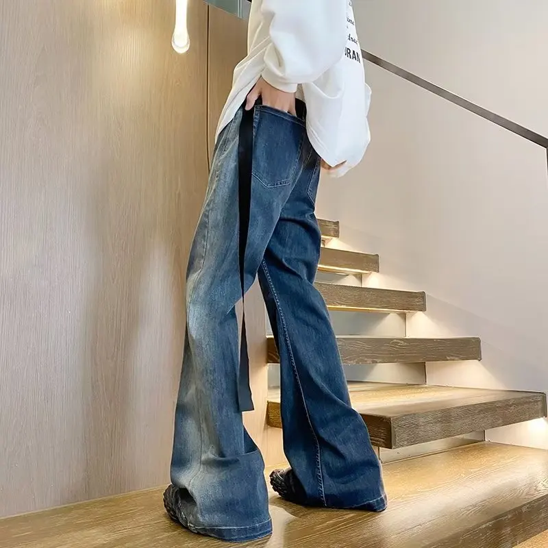 American Jeans Men's Autumn New Arrival Loose Mid-waist Full Length Pants Casual Fashion High Street Retro Male Denim Pants