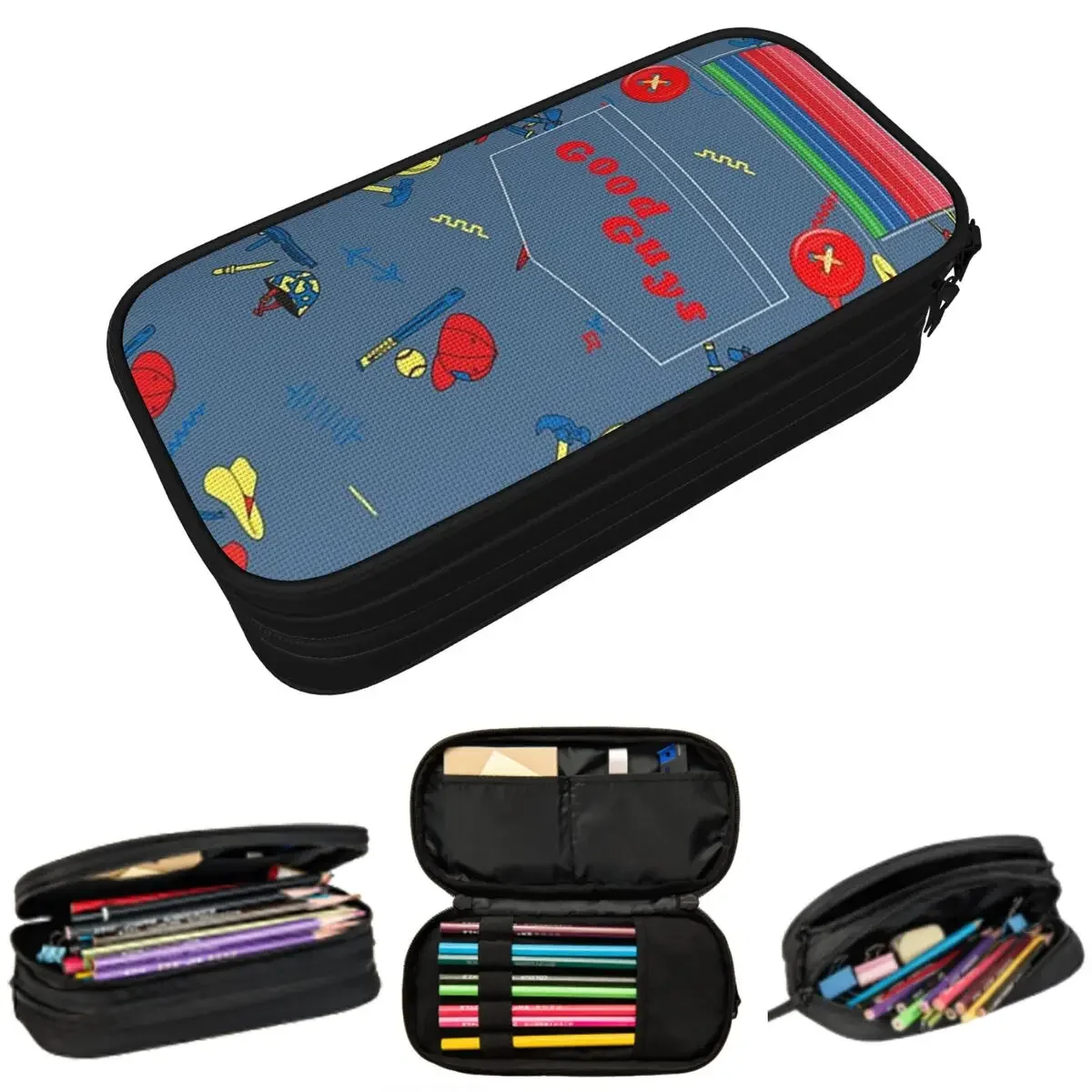 Good Guys Child's Play Chucky Killer Doll Overalls Pencil Cases Big Capacity Pen Bags Pen Box Pencil Pouch For Boys Girls School