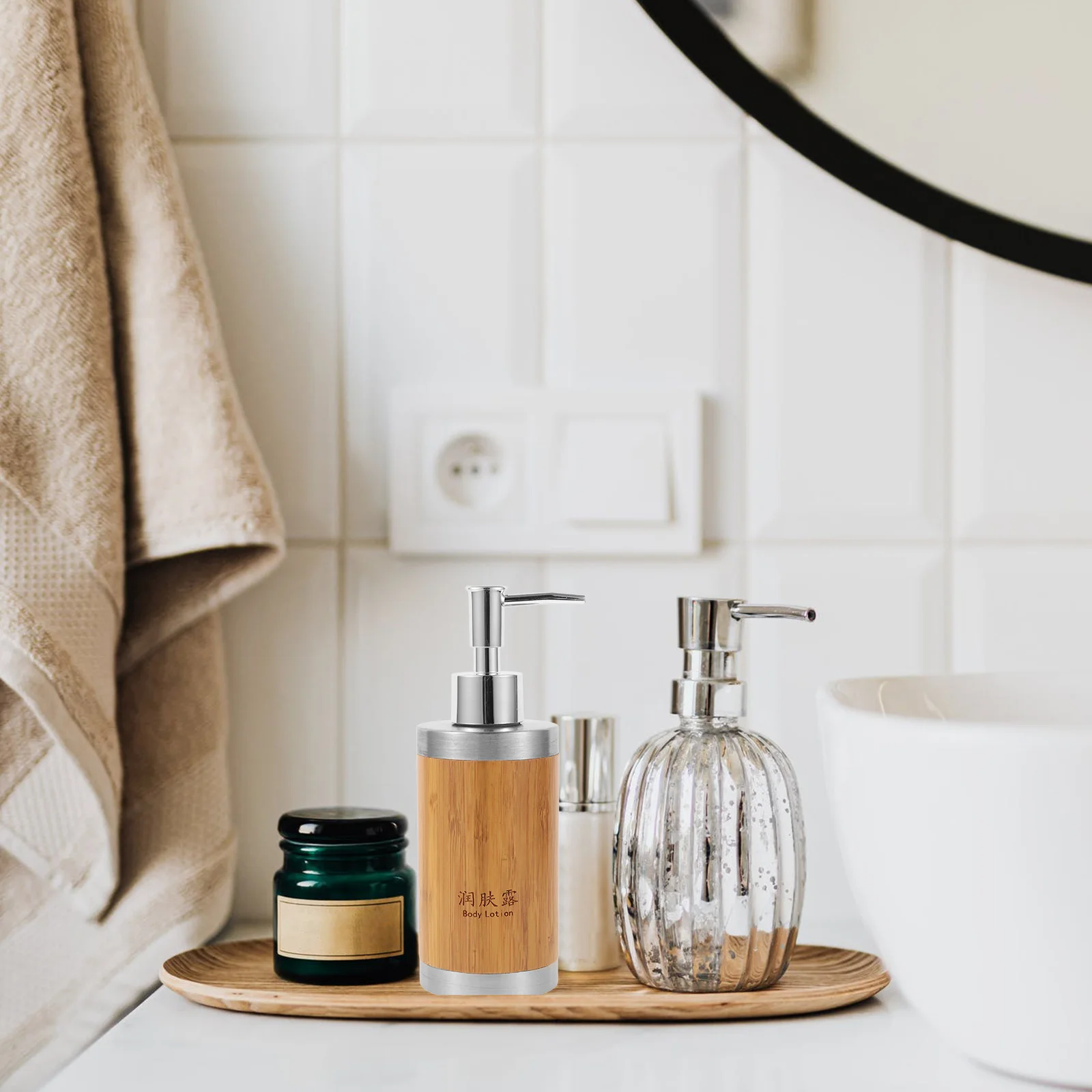 

Bamboo Soap Dispenser Bottle Bathroom Accessories Refillable Lotion Shampoo Travel Size Capacity Foam Liquid Container H Soap