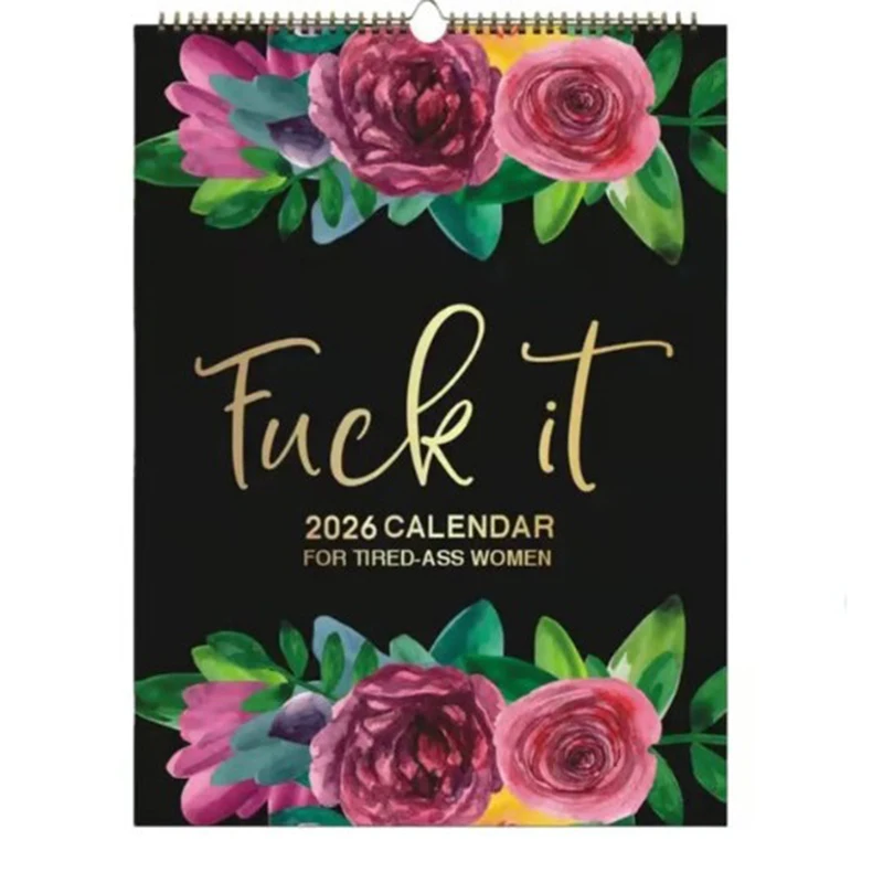 Calendrier mural 2026 pour femmes, mot de cul fatigué, Version anglaise pour décoration de bureau et de maison