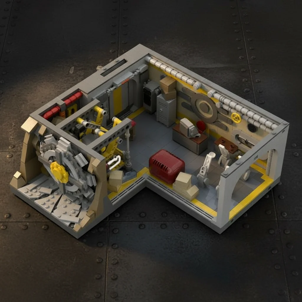 MOC Wasteland Bunker 81 Entrance Hall Building Blocks Post-Apocalyptic Nuclear Shelter Bricks DIY Assembly Model Decor