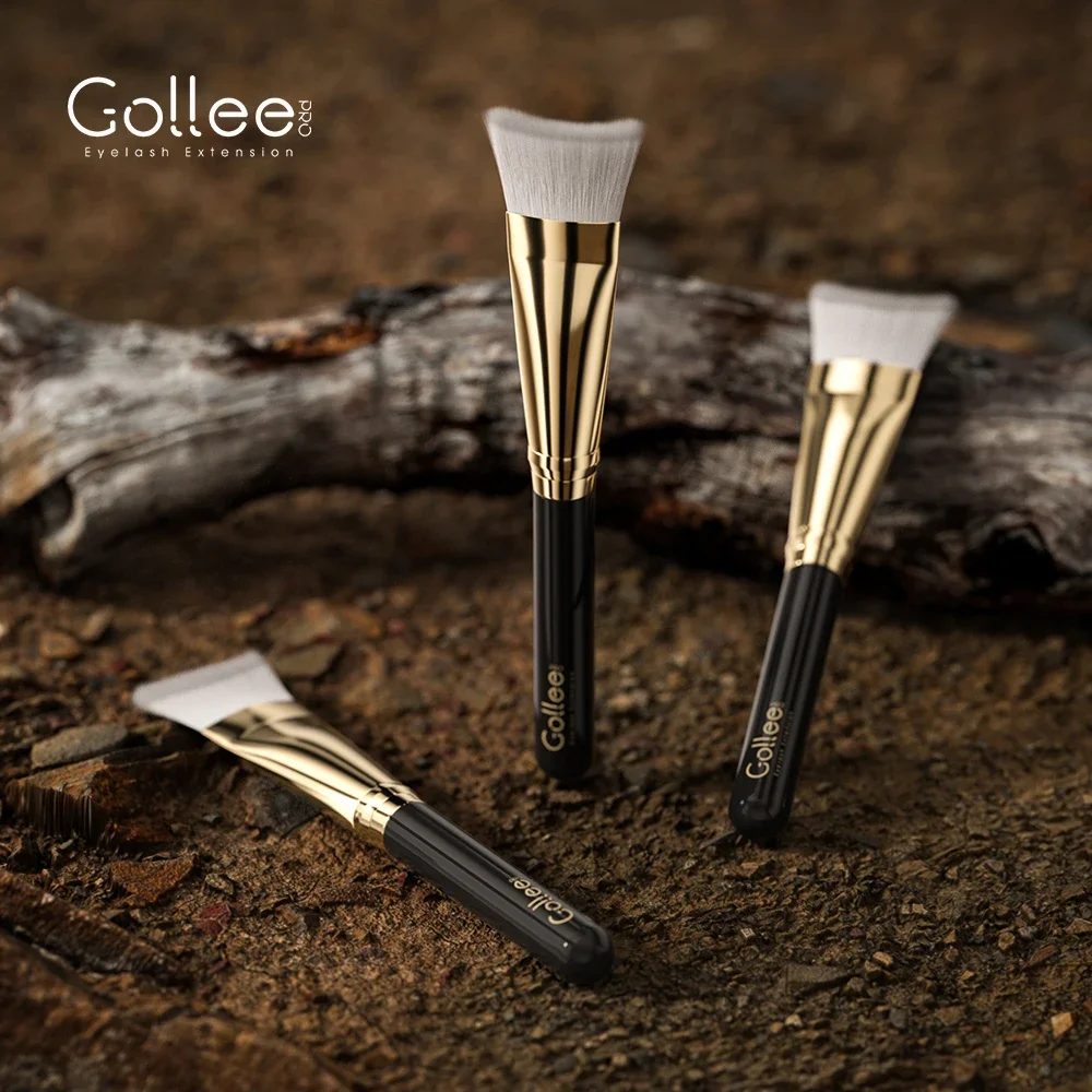 2 Gollee High Quality Brush for Foam Eyelashes Extension Soft Makeup Brush for Cheekbone Forehead Bone Angled Facial Mask Brush