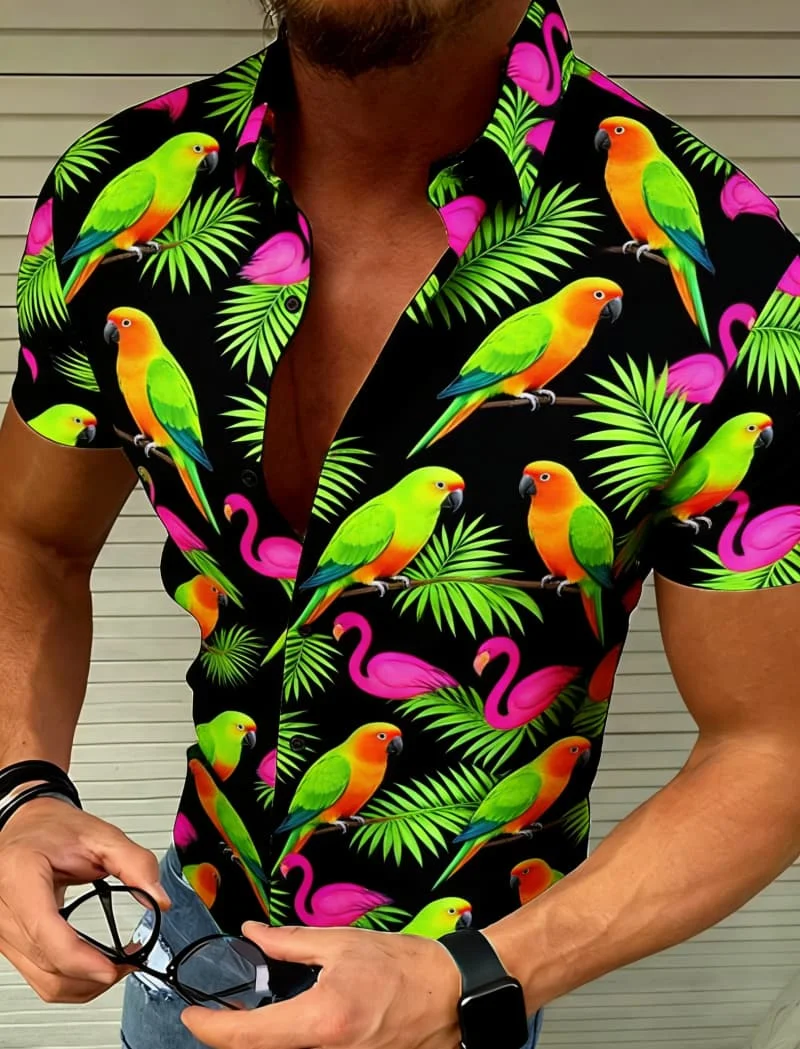 

Men's Stylish Exquisite Trendy Print Short Sleeve Shirt Casual Fashion For Daily Vacation And Urban Street Outfits