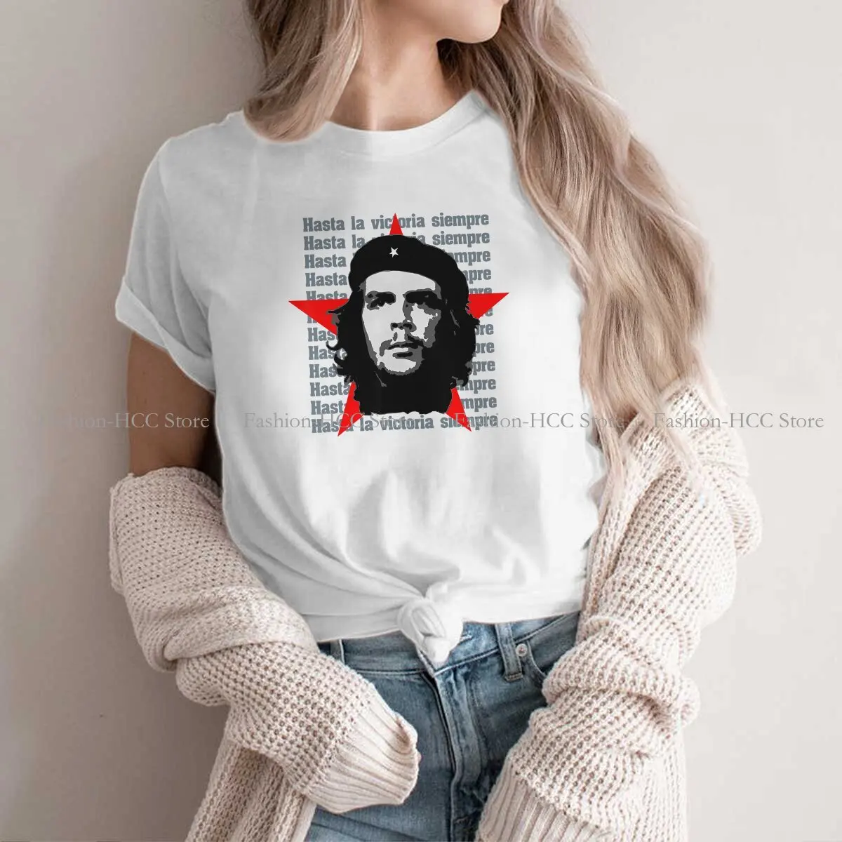 Che Guevara Polyester TShirts Hasta La Victoria Siempre Star Distinctive Women's T Shirt Hipster Tops