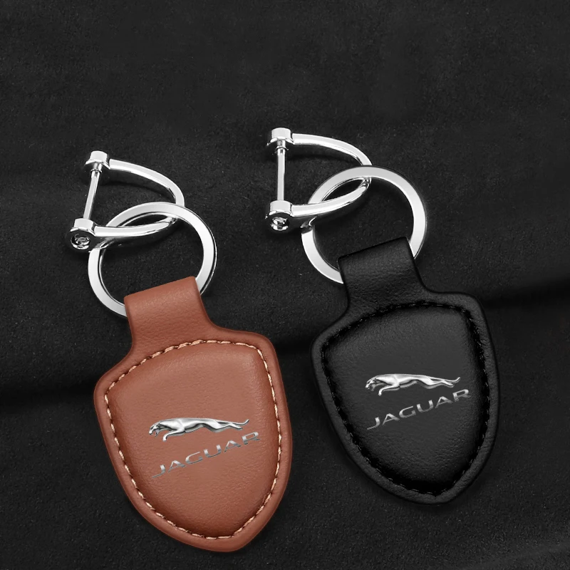 Car Luxury Genuine Leather Key Chain Key Rings Holder 3D Metal Keychains Accessories for Jaguar F-PACE XJ XF XE XJ F-TYPE E-PACE