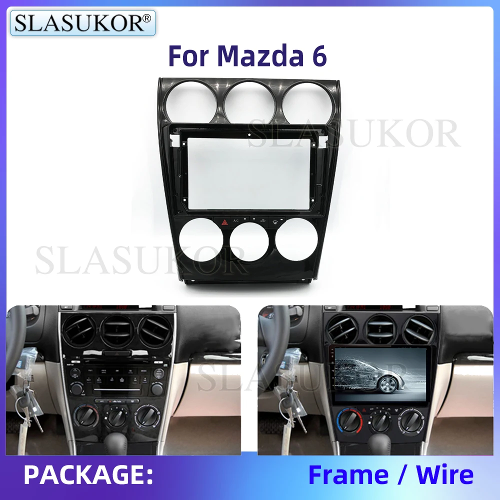 

9" For Mazda 6 2004-2015 Car Radio Panel Dash Kit Install Console Bezel Adapter Plate Frame Accessories Wire