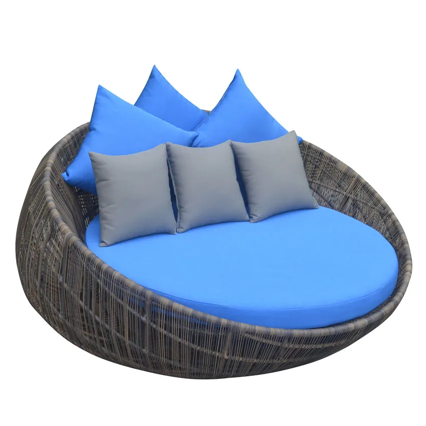 

Hotel Outdoor Wicker Pool Round Sunbed Rattan Wicker Sun Lounger Round Outdoor Sunbed With Cushion