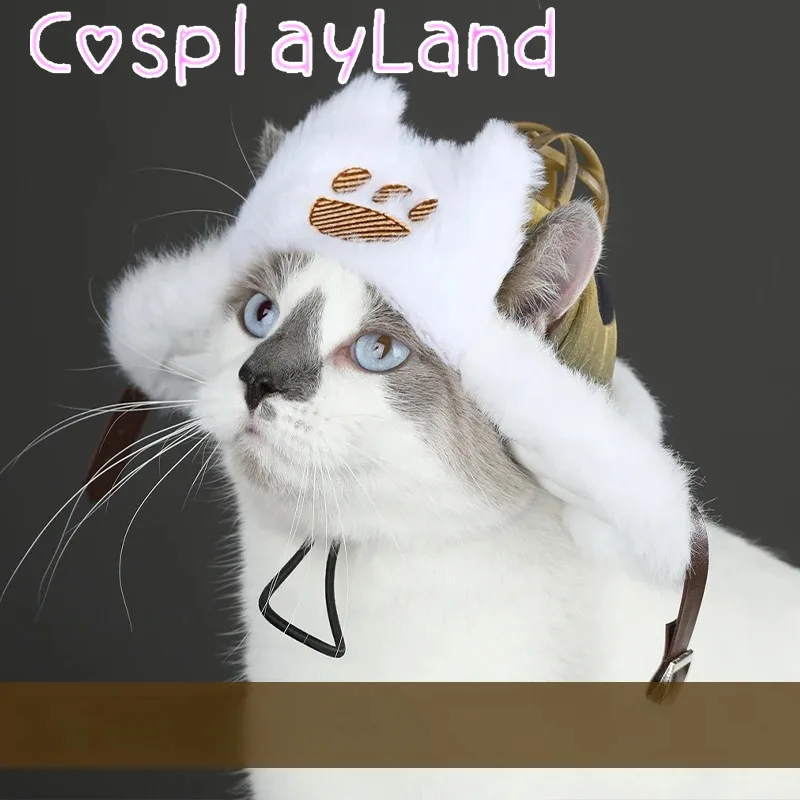 Wild White Palico Cat Hat Felyne Cosplay Costume Prop Winter Lovely Furry Plush Palico Hat Daily Comic Con Cute Pet Hat