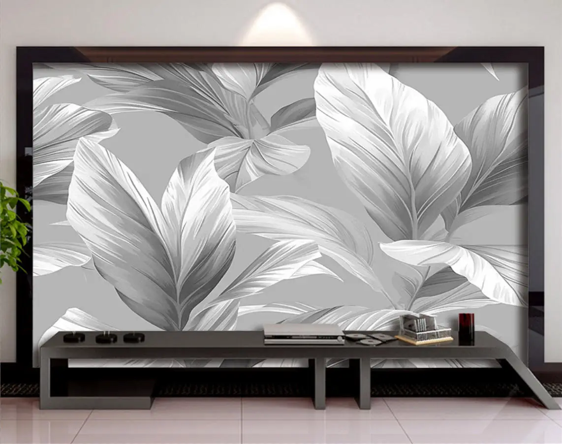 

Индивидуальные обои с изображением листьев, современный минималистичный дизайн, черно-белые листья, абстрактные ретро-изображения, золотые растения, декоративная картина в скандинавском стиле для спальни.