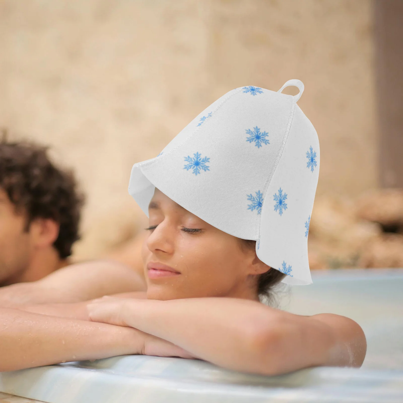 

Thickened Felt Sauna Hat Russian Bath Houses Steam Room Hair Protector Non-Woven Fabric Bath Thermal Print Skull Cap For Men