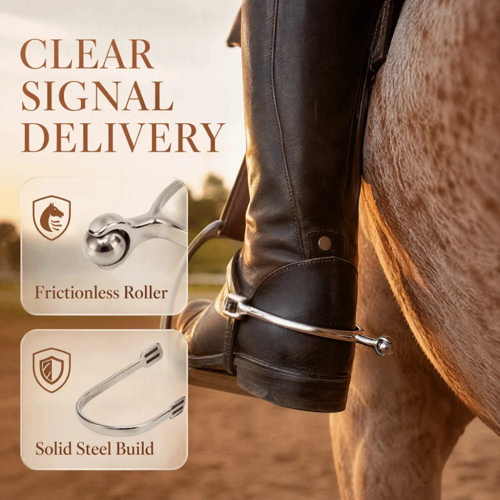 2pcs Stainless Steel Western Spurs Silver Roller Ball End Horse Riding Spurs Non Toxic Lightweight Stainless Steel Spurs