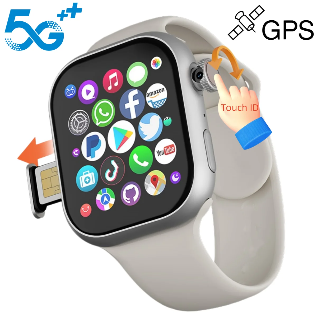 

VP19 Pro Smartwatch Fingerprint unlock Touch ID 2.29inch Amoled Smart Watch Rotary Camera GPS Position WIFI Connect Sim Card
