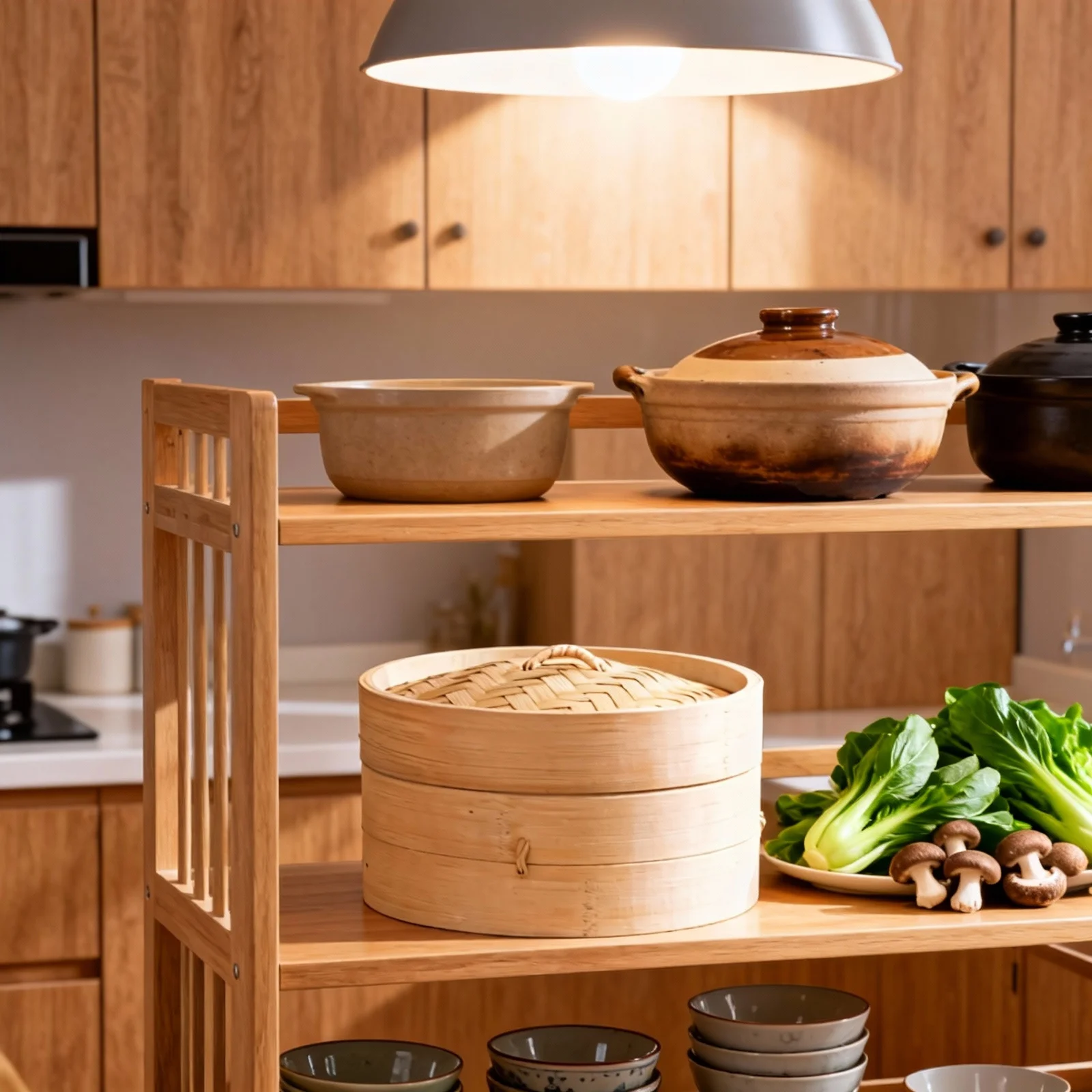 

Practical Bun Steamer Bamboo Kitchen Tool for Dim Sum Seafood Steaming Eco Friendly Steamer Basket with Cover Easy Clean Design