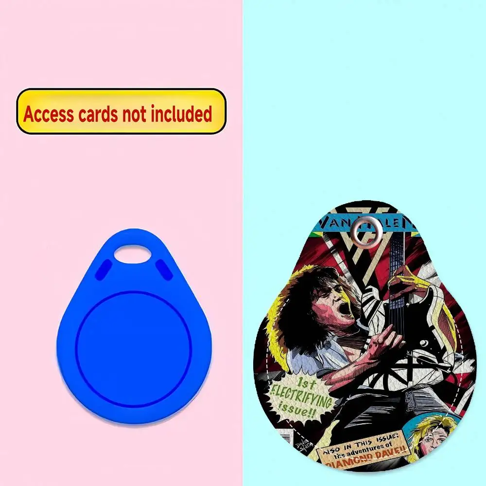 E-Eddie V-Van H-Halen Round Keychains For Women PU Leather Blanks Key Rings Ideal For Holiday Gifts And Party Favors