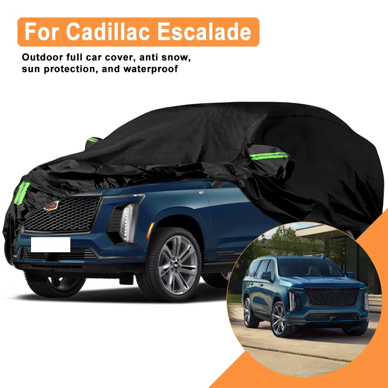 Full Car Cover For Cadillac Escalade All Weather Outdoor Snow Sun UV Dustproof with Reflective Strips Wind Straps