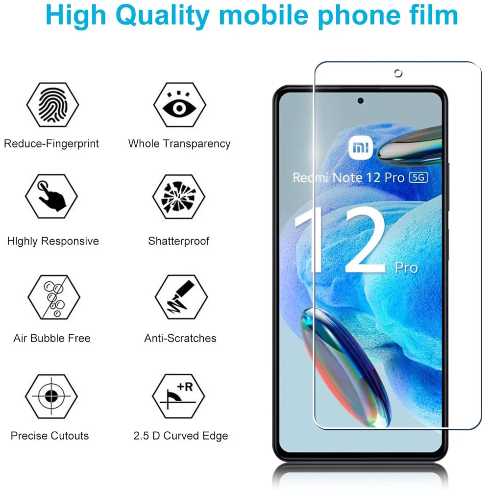 1-5PCS Clear Tempered Glass For Xiaomi Redmi Note 13 12 Pro (5G) Screen Protector Redmi Note 13 12 11 11S 10S 10 Pro HD Scratch Proof Front Film