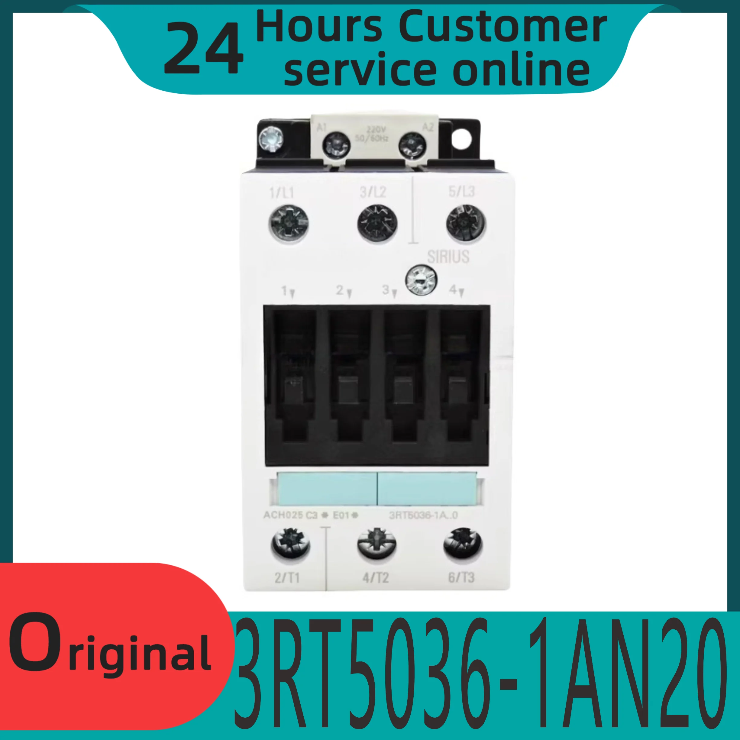 

New original 3RT5036 AC contactor 3RT5036-1AN20 AC220V 50A