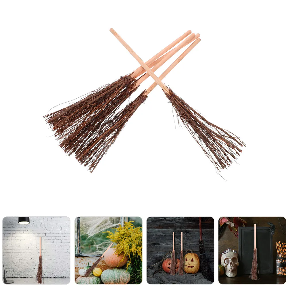 5Pcs Handmade Wooden Mini Broom Natural Branch Craft Broom Small Desk Cleaner Dollhouse Accessory Miniature Housekeeping Decor