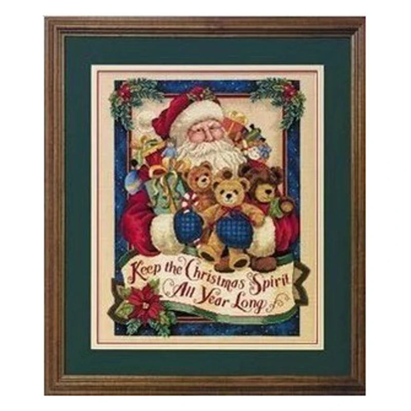 Amishop Gold Collection Counted Cross Stitch Kit, Bearing Gifts, Christmas Spirit, Santa and Teddy Bear, Dim 08638 8638