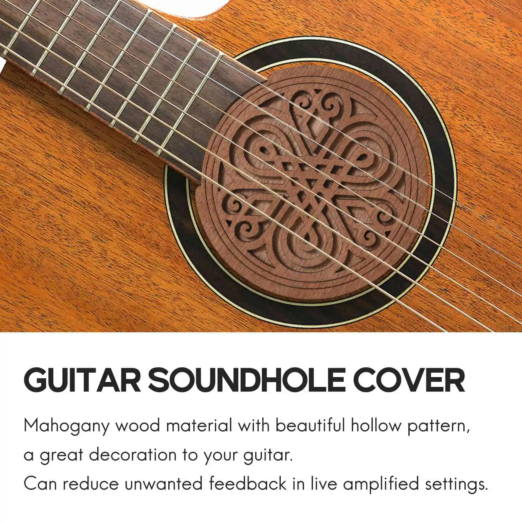 Guitar Wooden Soundhole Sound Hole Cover Block Feedback Buffer Mahogany Wood for EQ Acoustic Folk Guitars 7#