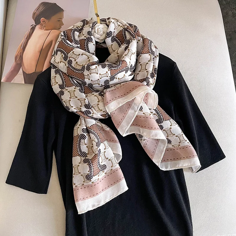 Women Scarf flower print Hijab soft Shawls and Wraps Tessale Female Foulard Designer pashmina Bandana Headscarf